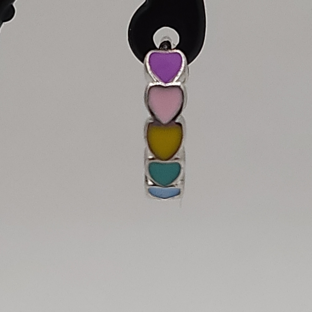 Rainbow heart hoop earrings‎ (NWOT) - Picture 6 of 8